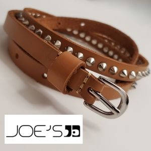 JOE'S Tan & Silver Studded Leather Belt EUC Medium 29" to 35"